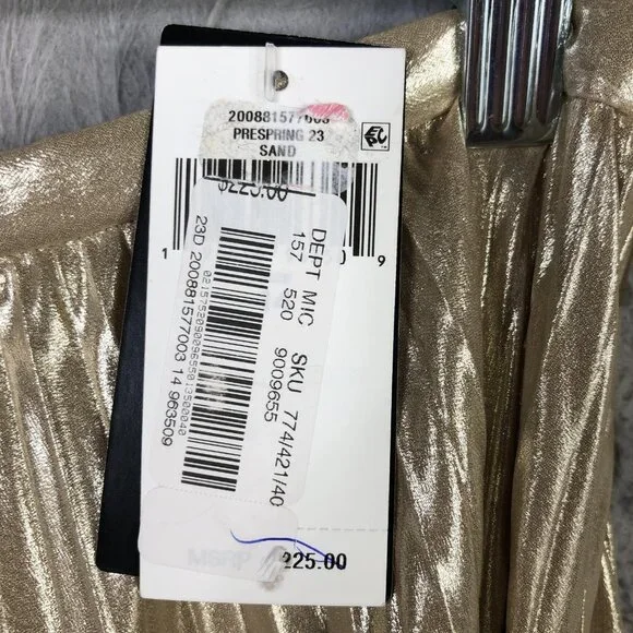 Lauren Ralph Lauren Skirt Womens 14 Gold Metallic Pleated Midi Party Formal - Picture 5 of 16